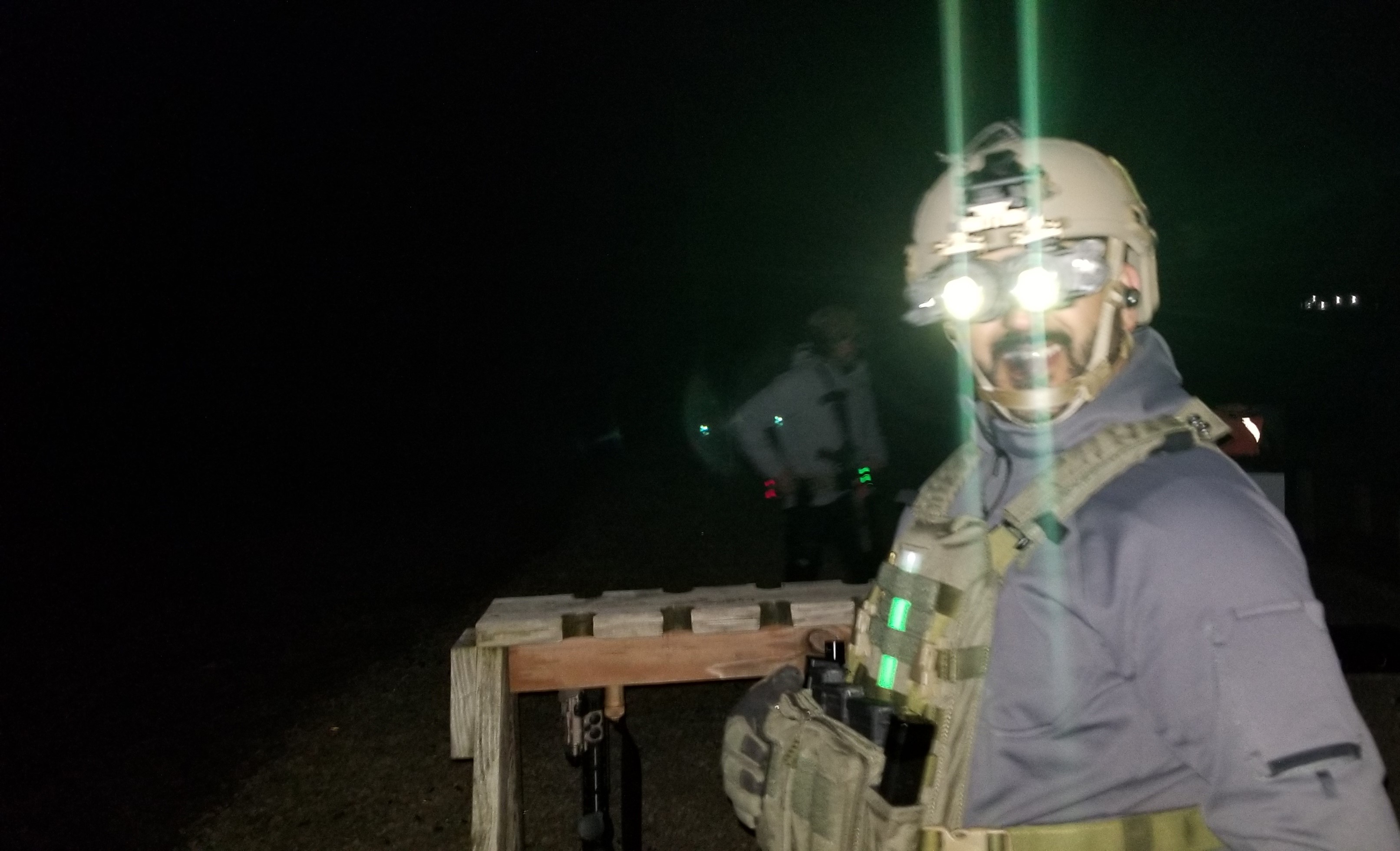 Syed Hussain Rehman conducting low light firearms training